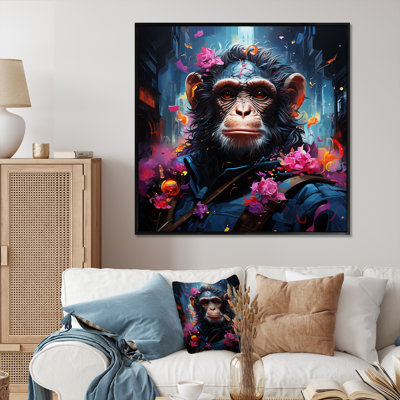 Floral, singe, art mural singe