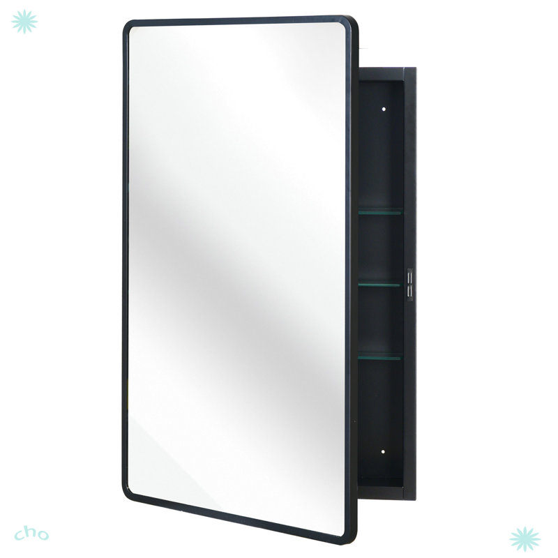 Armoire à miroir murale encastrée en métal, 35,92 po x 23,92 po x 5,25 po