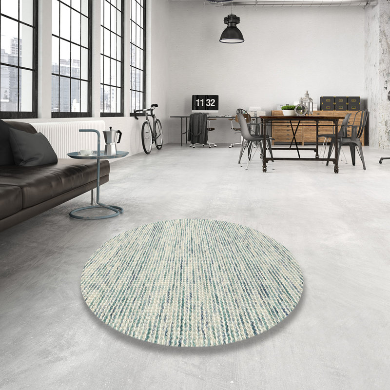 Tapis contemporain gris, Rond 6 pi