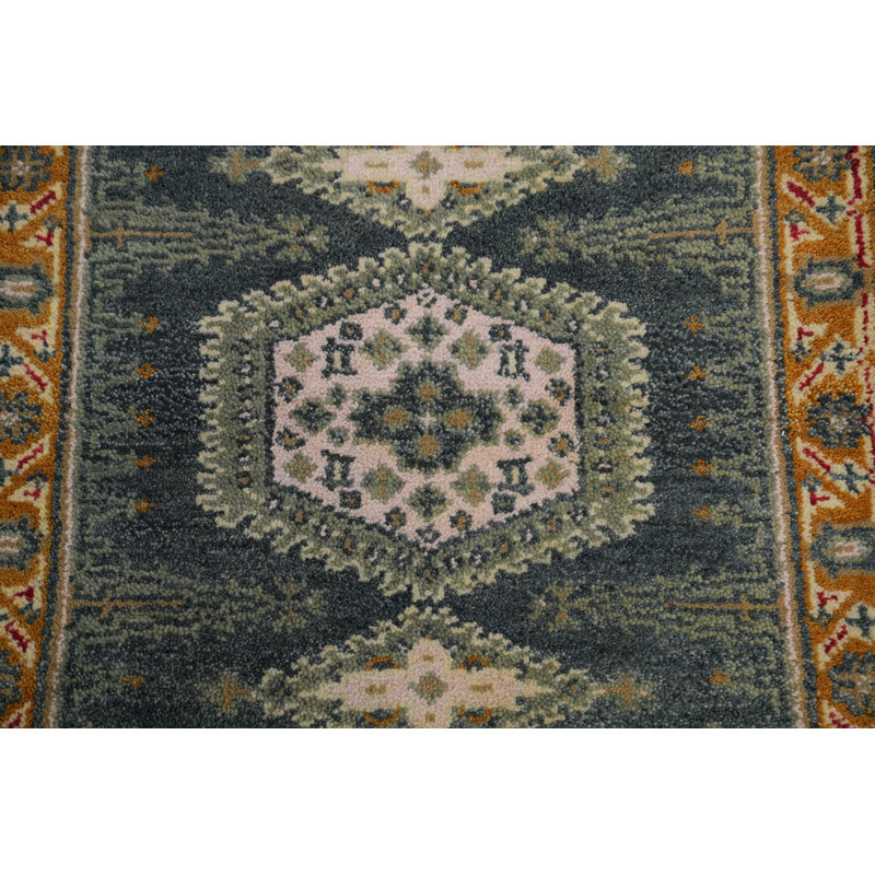 Tapis de couloir indien géométrique en laine 3 x 8
