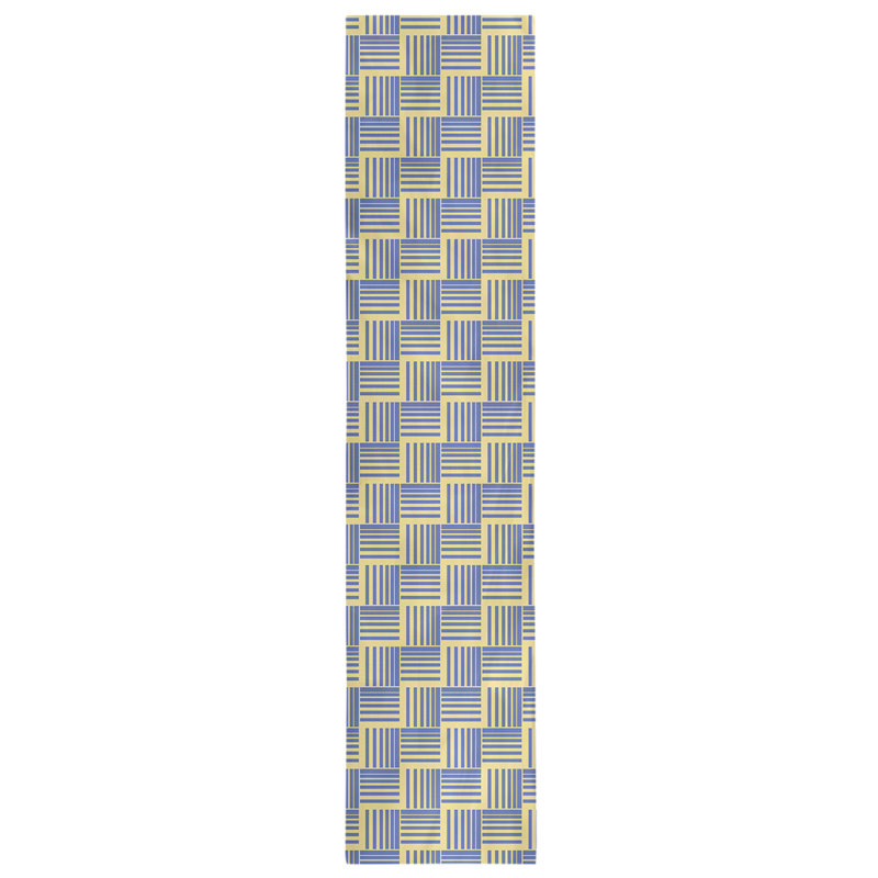 Fractured Stripes Table Runner, 16" x 72", Light Yellow/Blue