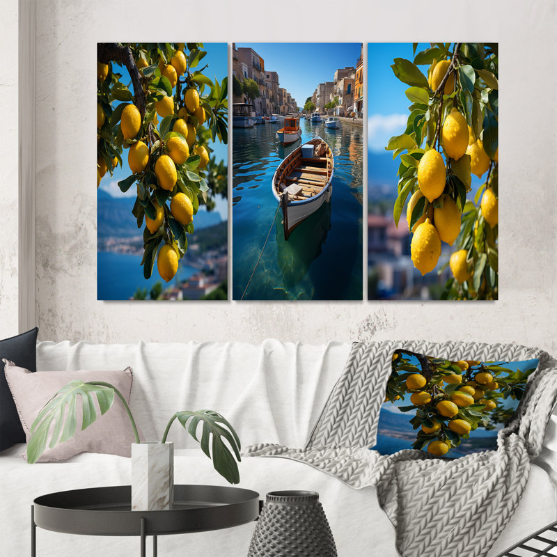 «Italie Sorrento Serenade», 3 pièces, Toile tendue, H 32 po x l 48 po