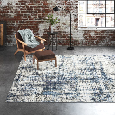 Tapis bleu marine abstrait Gosling