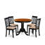Ensemble de table de salle à manger 5 pièces pour 4 personnes comprenant une table de cuisine ronde avec piédestal et 4 chaises de salle à manger en tissu de lin, 36 po x 36 po, noir et cerise-1029473376-1068918139