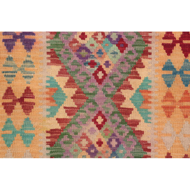 Rectangle 60 cm x 90 cm Geometric Wool Hand Woven Kilim