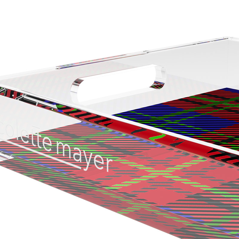 Tartan Acrylic Rectangle Decorative Tray, 2" H x 17"W x 10.5"D