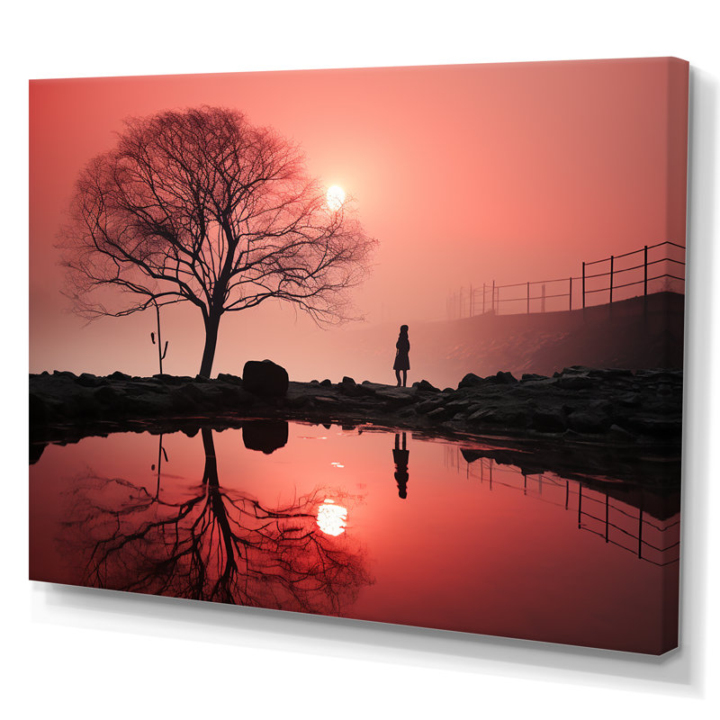 «Silent Raspberry Tree Reverie Landscape», impression sur toile, H 30 po x l 40 po x P 1,5 po, Toile tendue