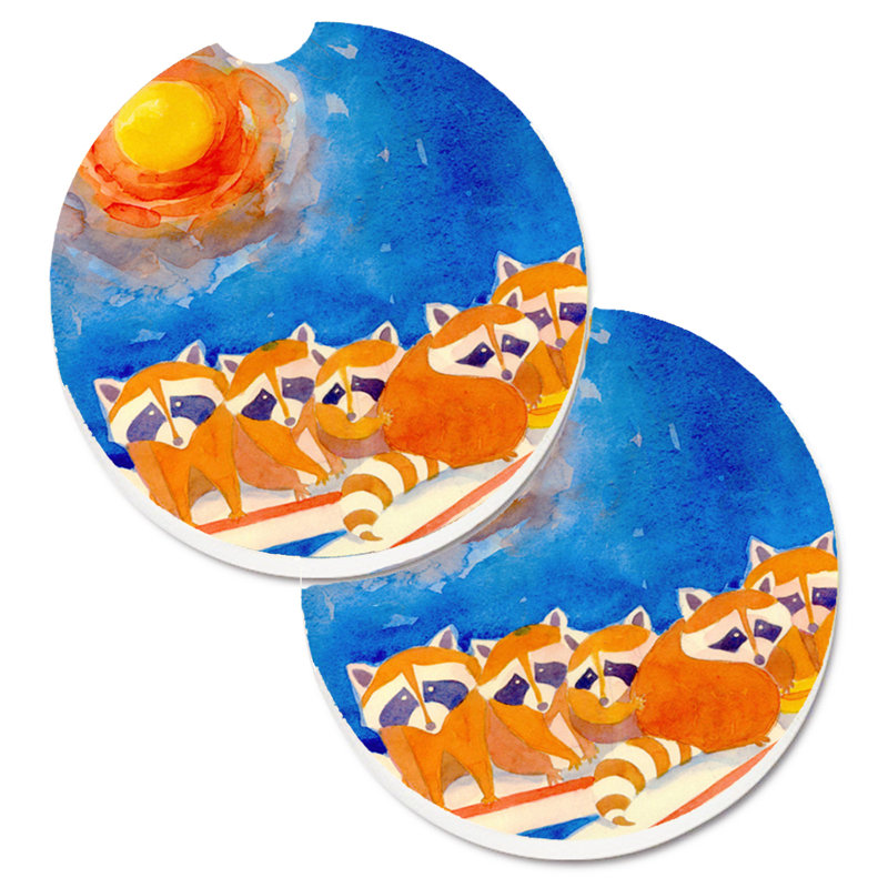 Ceramic Round 2 Piece Car Coaster Set