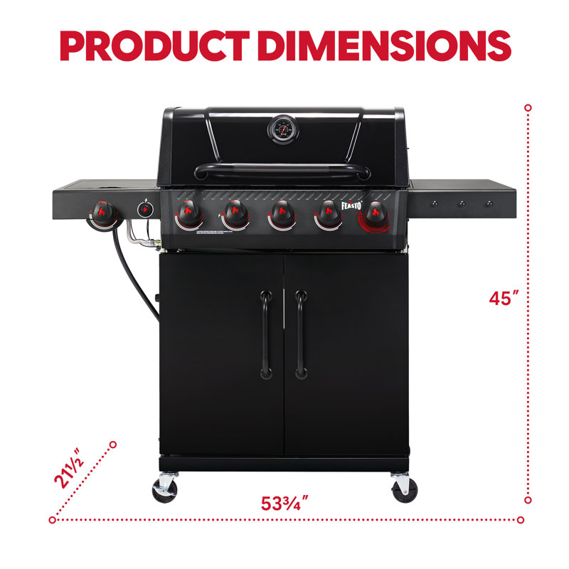 Feasto 5-burner Propane Gas Grill With Cover
