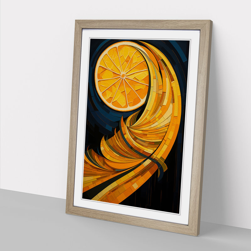 Sliced Orange Art Deco Art - Framed Print, Oak Framed, 34cm H x 25cm W x 2cm D