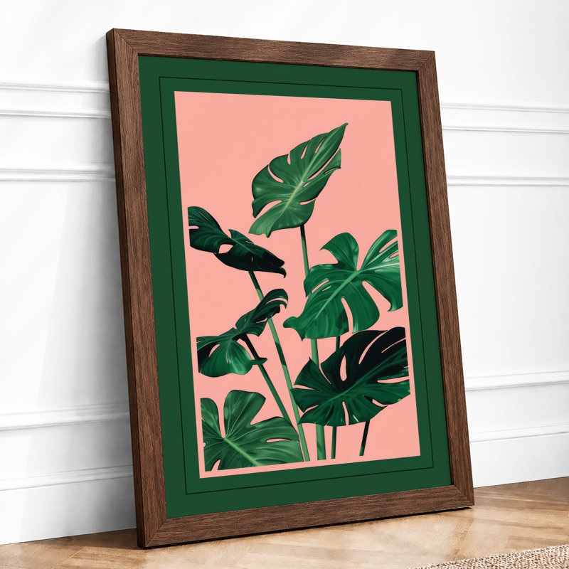 Potted Monstera Botanical - Framed Print, Walnut, A3 - 42.0 x 29.7 cm
