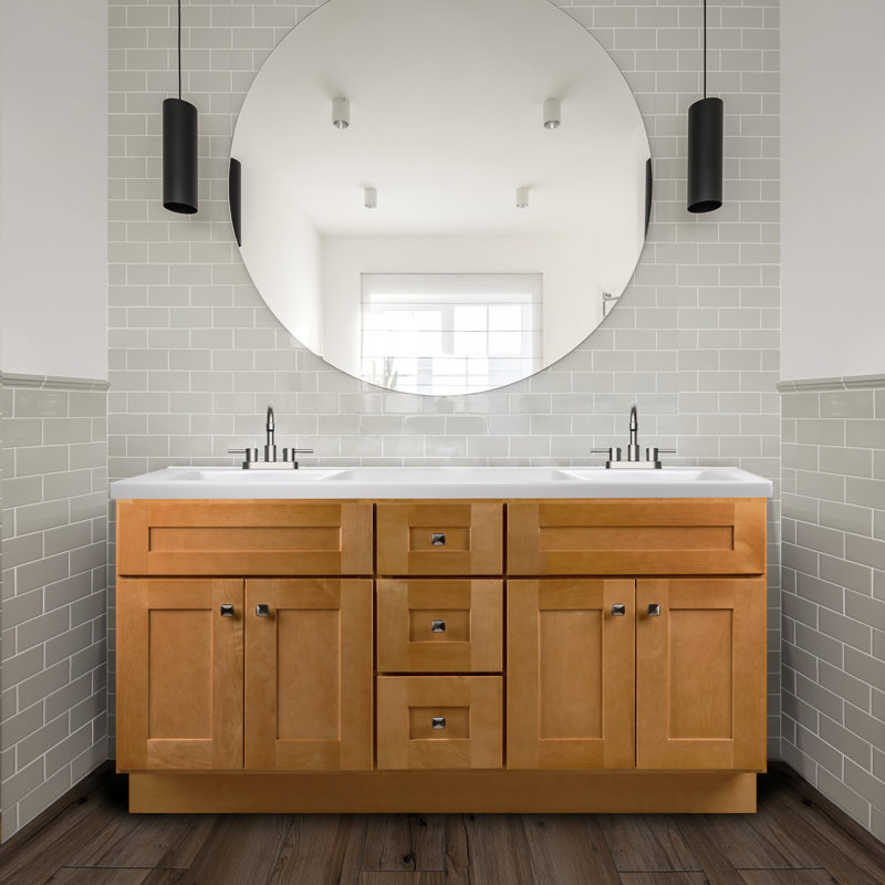 Modern Birch 60-Inch Freestanding Bathroom Vanity Cabinet
