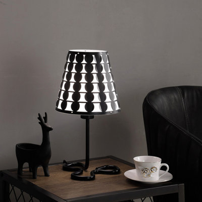 16" Traci Black Geometric Metal Table Lamp