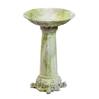 Henn Fiber Stone Pedestal Birdbath