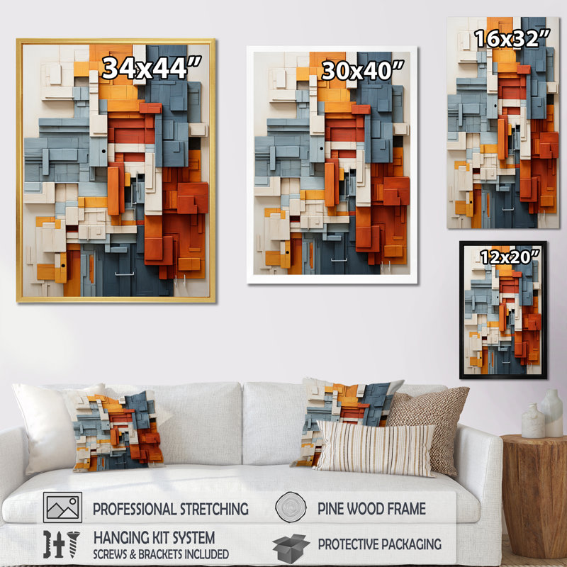 «Karlskoga Constructivism Construit Horizons II», reproduction, Cadre flottant noir, H 32 po x l 16 po x P 1 po