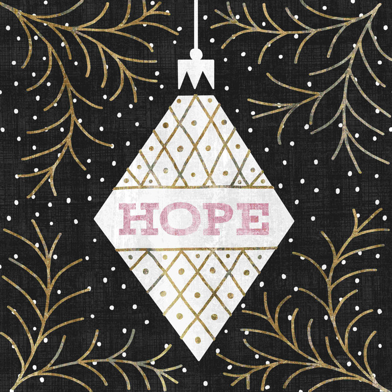 Jolly Holiday Ornaments Hope Metallic - impression sur toile tendue, H 30 po x l 30 po, Toile tendue, Non