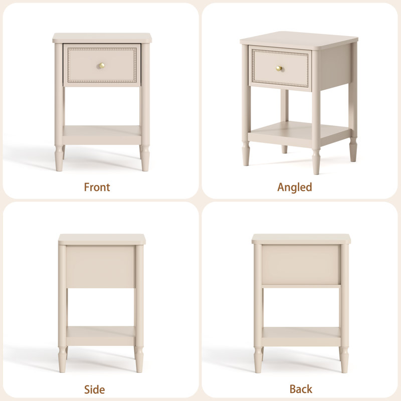 17.7''w 1-drawer Nightstand, Taupe