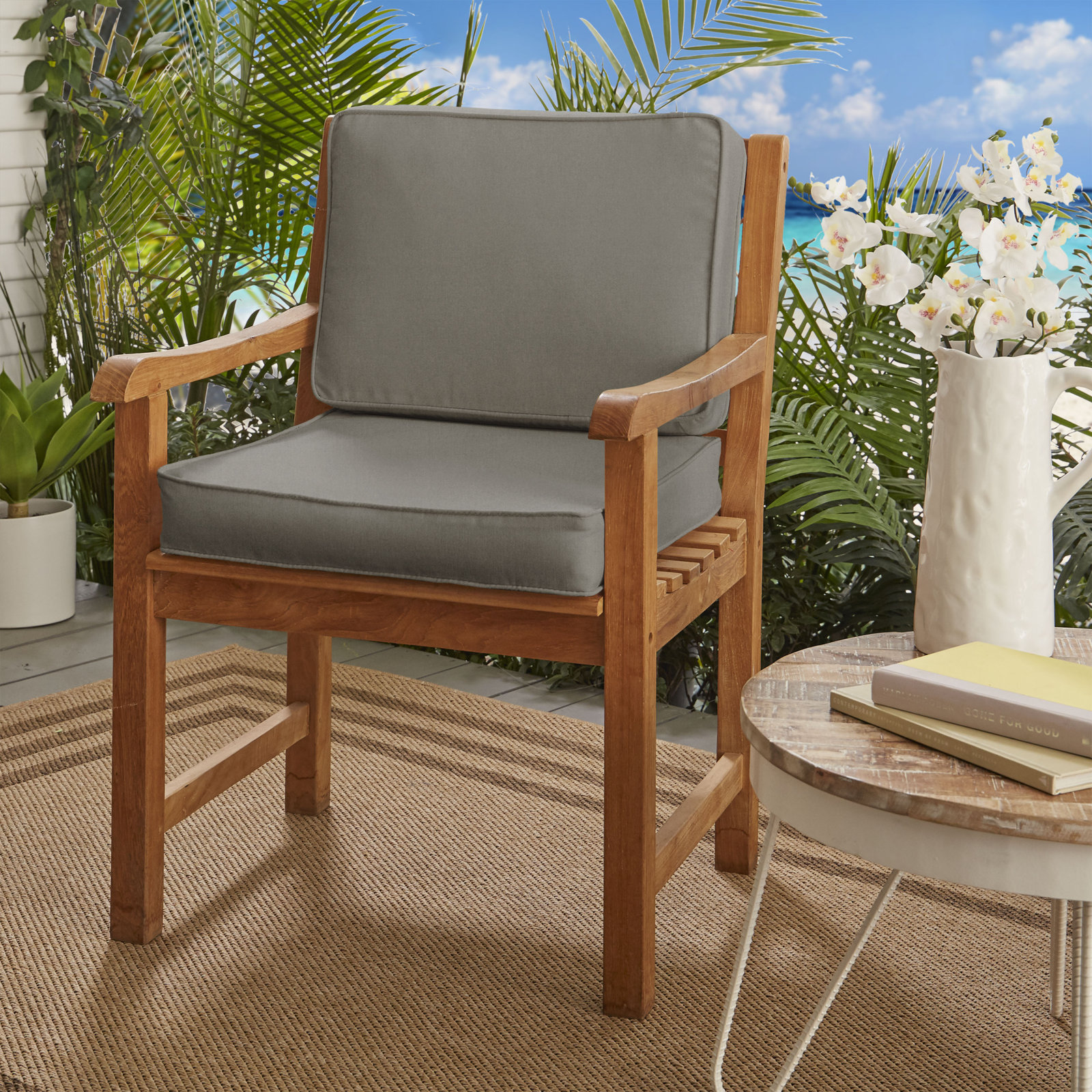Outdoor Sunbrella Seat/Back Cushion, 22" W x 22" D, Canvas Natural Sunbrella® Canvas