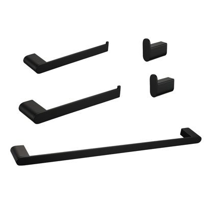 5 Bathroom Accessories Kit, 304 Stainless Steel, Matte Black, , Modern For Kitchen Improvement 304, Scratch-, Design Home Spaces