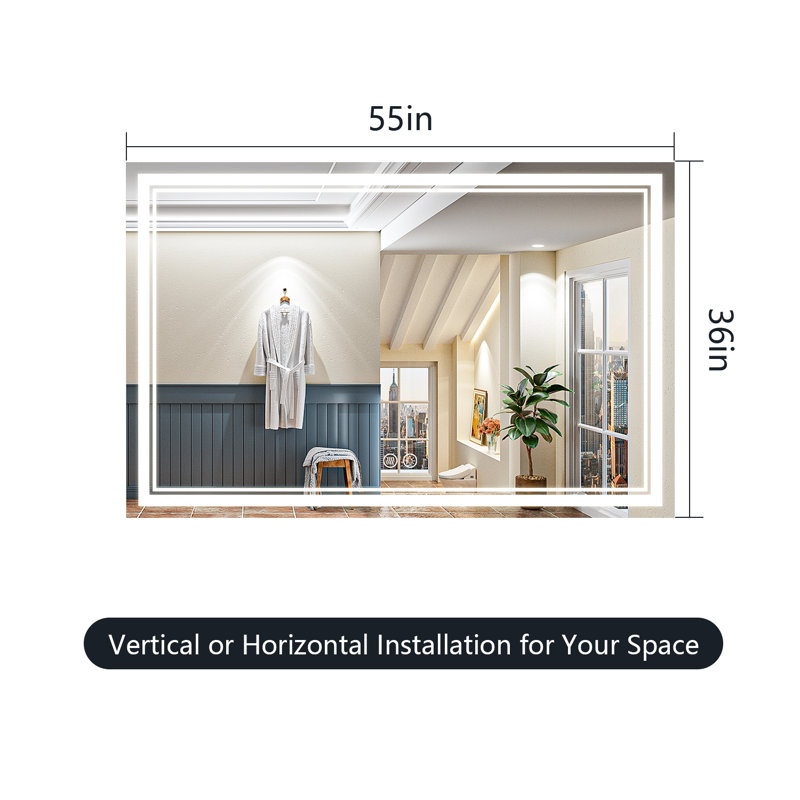 Jayce LED Vanity Mirror with Memory Function, 3 Colour Temperatures & Dimmable Light, Anti-fog Tempered Glass ETL Listed Mirror