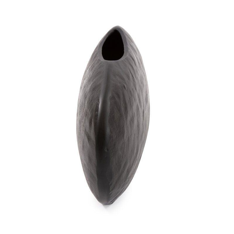 Maica Handmade Aluminum Table Vase, Black, 8" H x 17" W x 4" D