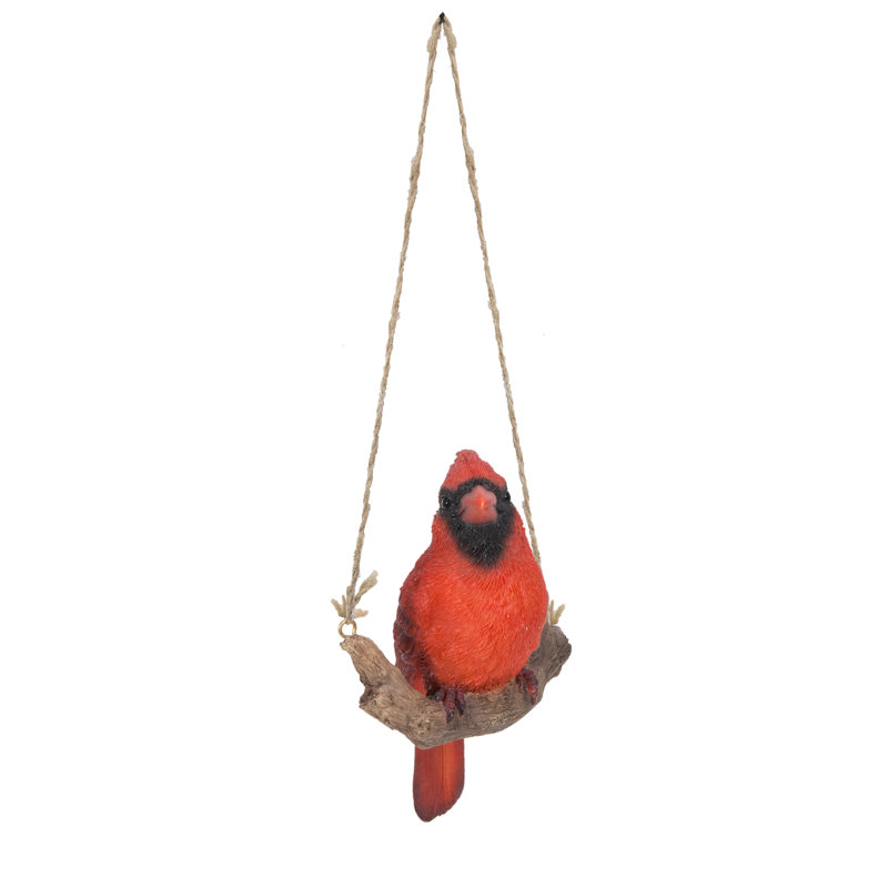 Red Hanging Cardinal on Branch Garden Figurine