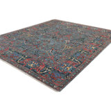 Hand Knotted Wool Area Rug in Blue