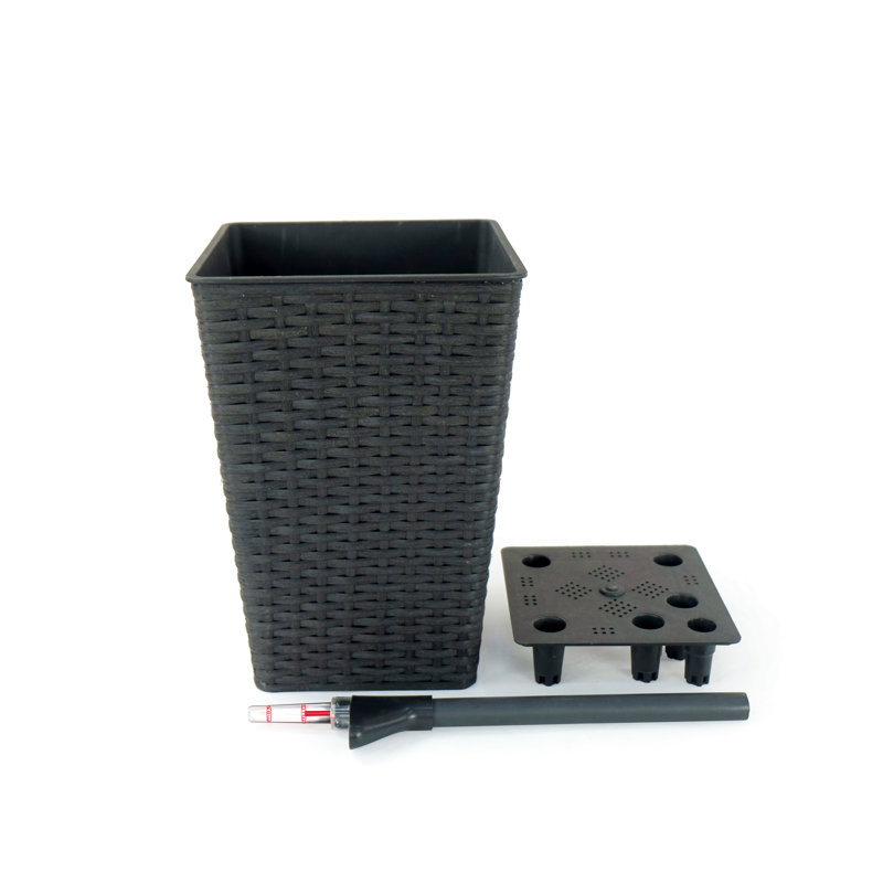 2-Pack Smart Self-Watering Square Planter For Indoor And Outdoor - Hand Woven Wicker, Espresso