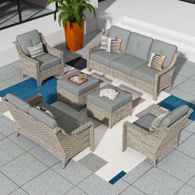 Emanuell 7 - Person Outdoor Seating Group with Cushions