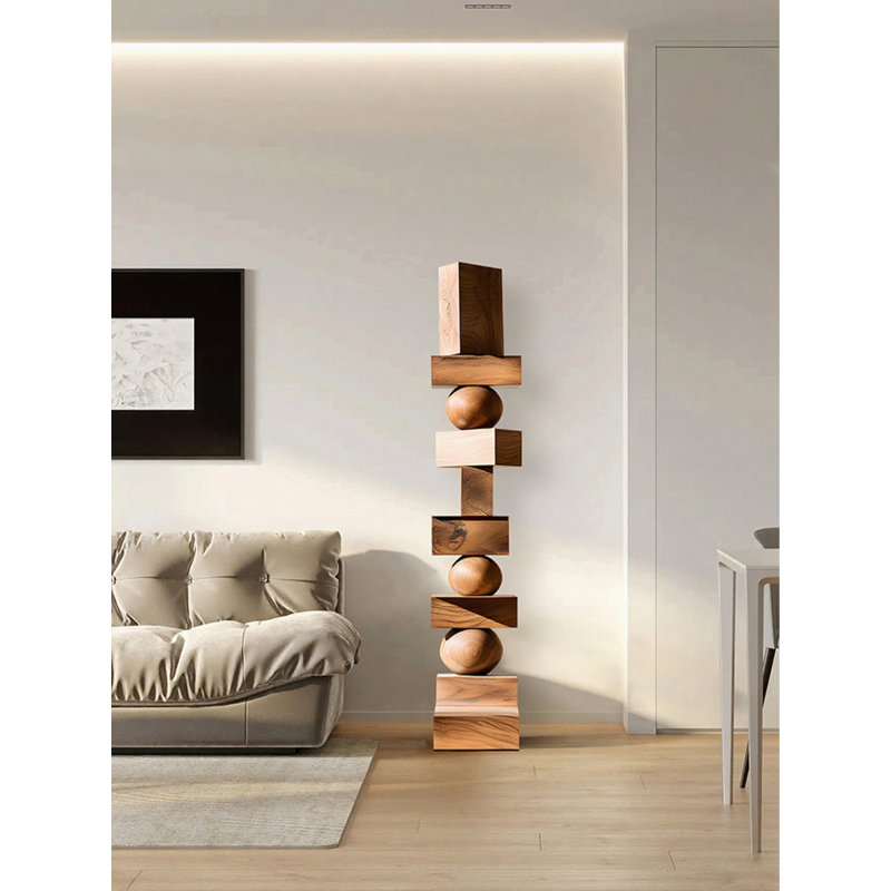 Sculpture moderne en bois de bouleau abstrait et minimaliste
