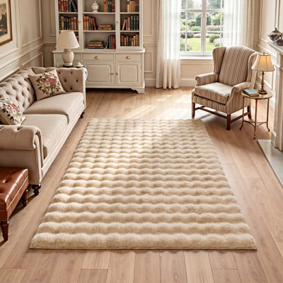 Non-Slip Bubble Shag Faux Rabbit Fur Area Rug