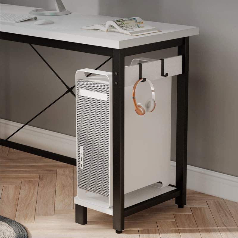 Evins L-Shaped Computer Desk, White/Black