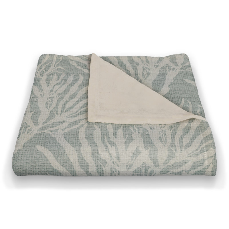 Hand Woven Throw Blanket, White/Blue