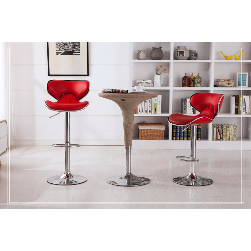 Ensemble de 2 tabourets pivotants réglables Masaccio avec base chromée Airlift, Rouge
