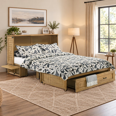 Lit escamotable Poppy de Night & Day Furniture avec matelas en mousse mémoire de qualité supérieure de 15 cm (6 po), format Queen, brun récolte