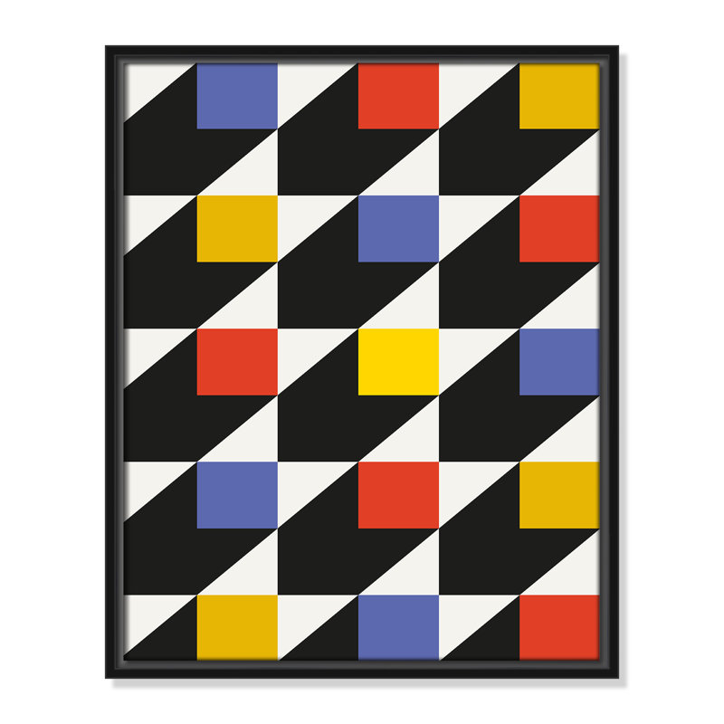 Imprimé géométrique de couleur par Rosalinda, 17.5'' W x 21.5'' H, Framed Canvas, Cadre flottant noir