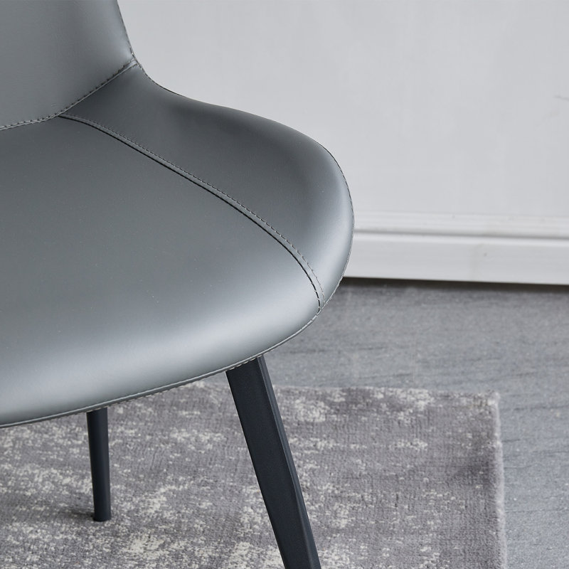 Dining Chairs Faux Leather for Kitchen Dining Room, Comfortable Mid Century Modern Chair with Metal Legs, Upholstered Side Chair for Livingroom