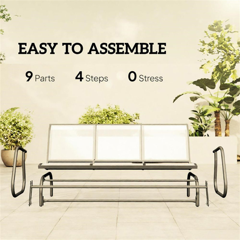 Porch Glider Swing With 3 Seats, Cream White/Gray