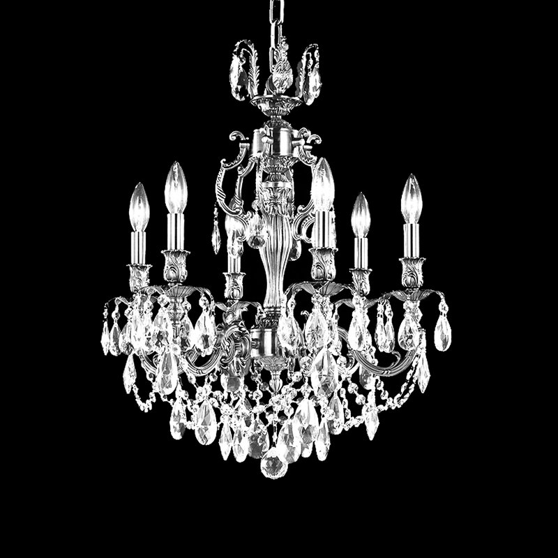 Brindisi 6 - Light Dimmable Tiered Chandelier, Silver, Chinese (K9), Clear