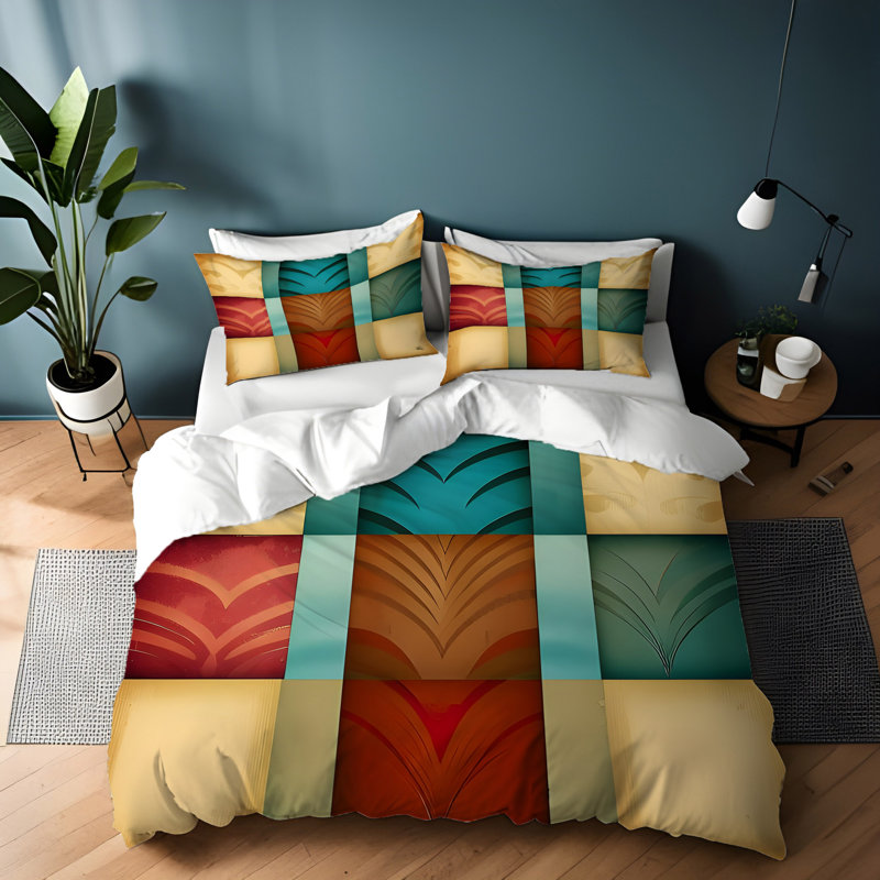 Polyester Abstract Duvet Cover, Twin Duvet Cover + 1 Queen Sham