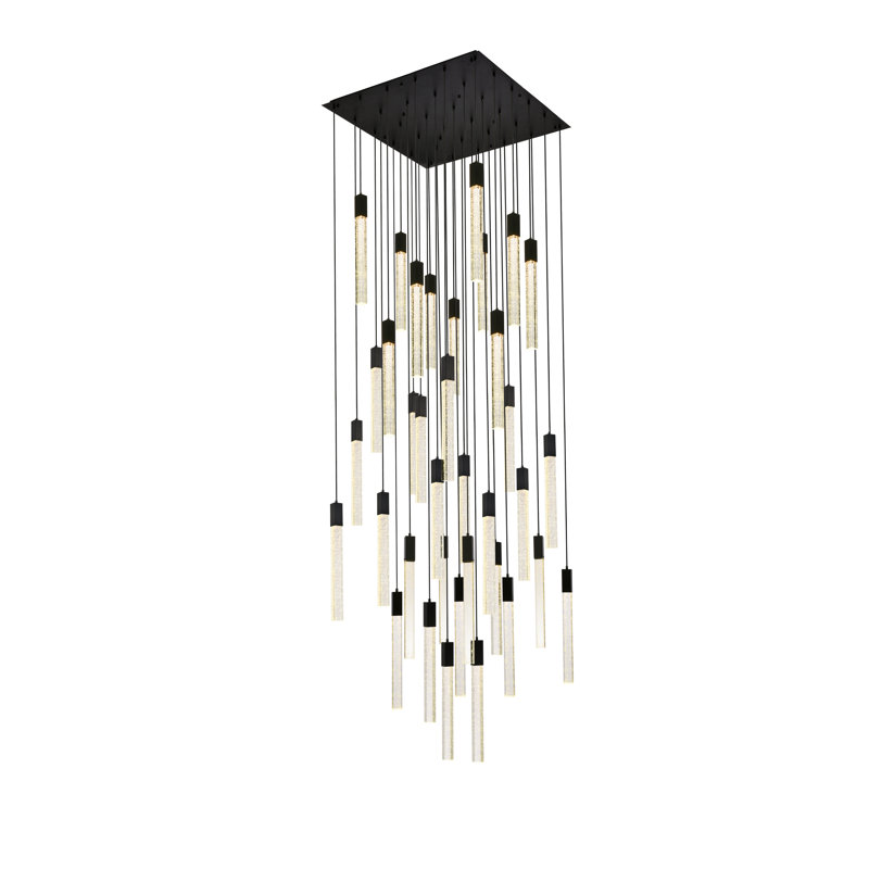 Luminaire suspendu rectangulaire à 36 lumières Aliha, Noir