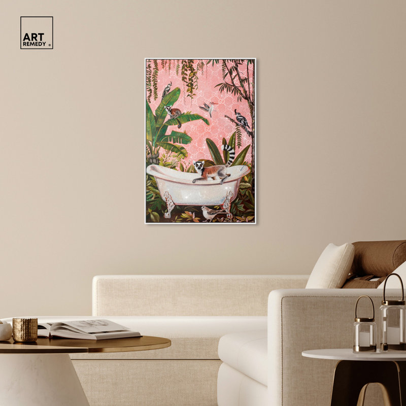 Art de la salle de bain «Fresh Jungle Bath» par Art Remedy, Cadre blanc, H 31 po x l 21 po