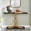 Console 43 po moderne étroite, table d'entrée noire et dorée avec pieds en métal entrelacés, table d'appoint pour le couloir