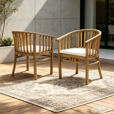 Outdoor Wooden Chairs Set With Cushions