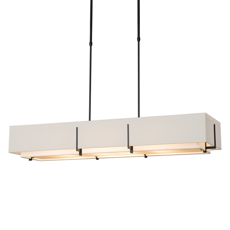 Exos 4 - Light Unique/Statement Linear Pendant, Black, Flax Shade