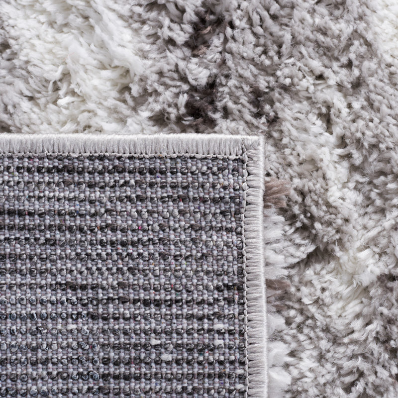 Tapis gris / gris foncé / blanc à tissage plat Rosa, Rectangle 9 pi x 12 pi