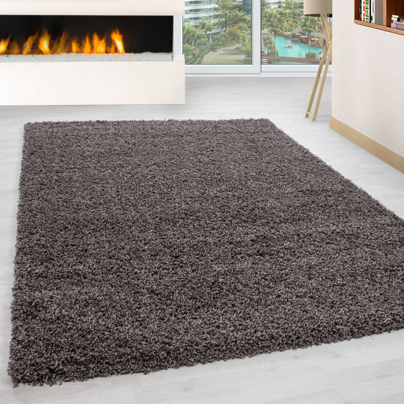 Tapis taupe en polypropylène tissé à la machine Dolly, Rectangle 9 pi 10 po x 13 pi 1 po