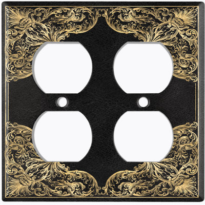French Victorian Frame Black 3 2 - Gang Duplex Outlet Standard Wall Plate