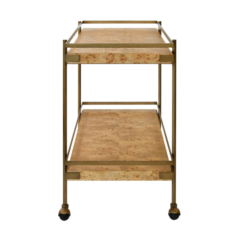 Cash Bar Cart, Antique Brass/Brown, Brown