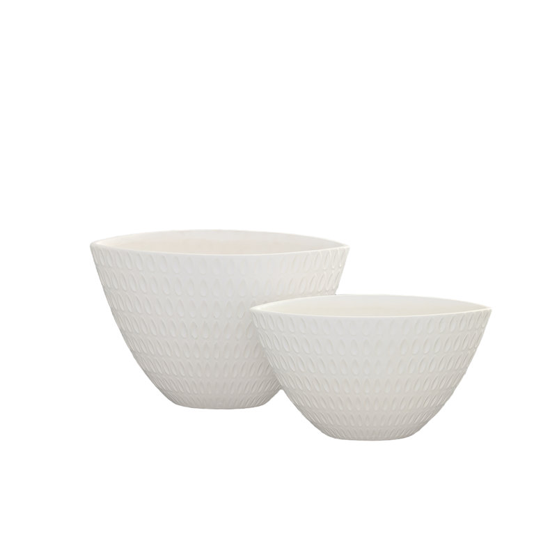 Vase en céramique ovale blanc mat
